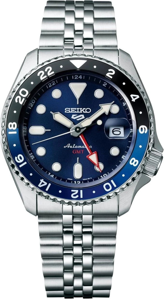 Seiko 5 Sports Automatic GMT Blue Dial Stainless Steel Men's Watch SSK003K1