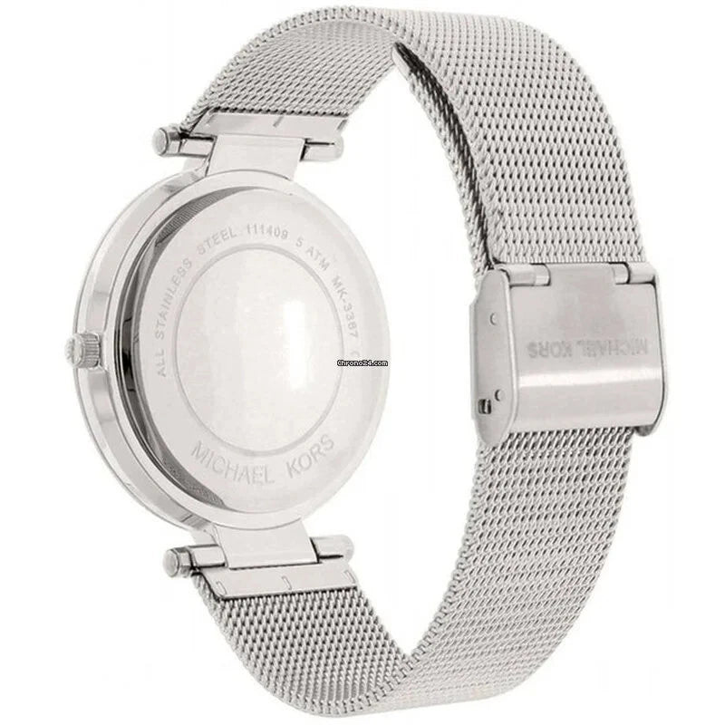 MICHAEL KORS Darci Silver Mesh Crystals Steel Womens Watch MK3367