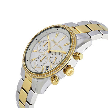 MICHAEL KORS Ritz Chronograph Crystals Gold 37mm Womens Watch MK6474