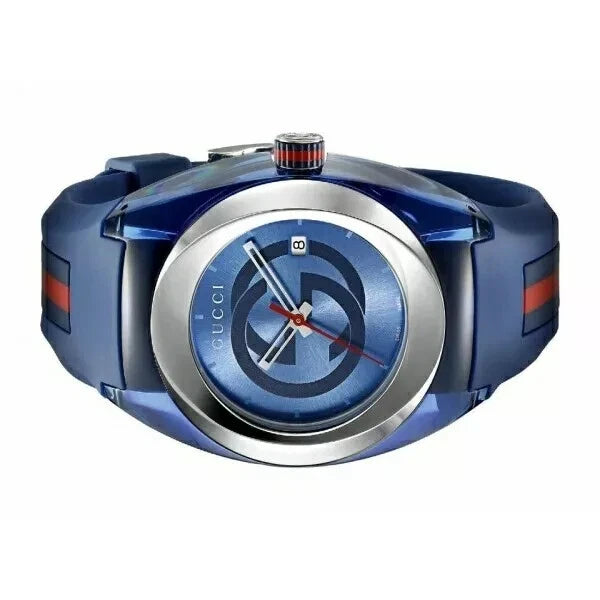Gucci Sync XXL Blue Rubber Strap Analog Dial Unisex Designer Watch YA137104