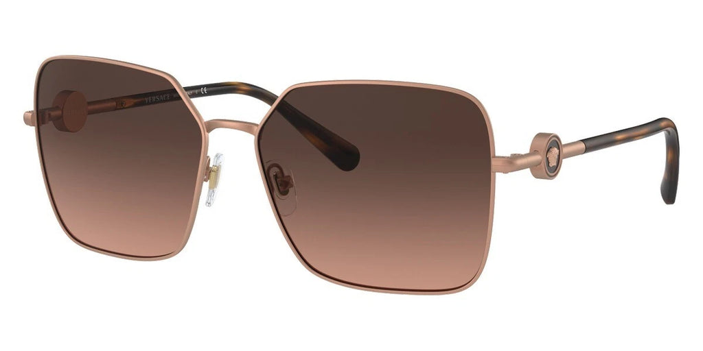 VERSACE Matte Pink Gold Square Metal Womens Sunglasses VE 2227 1466G9