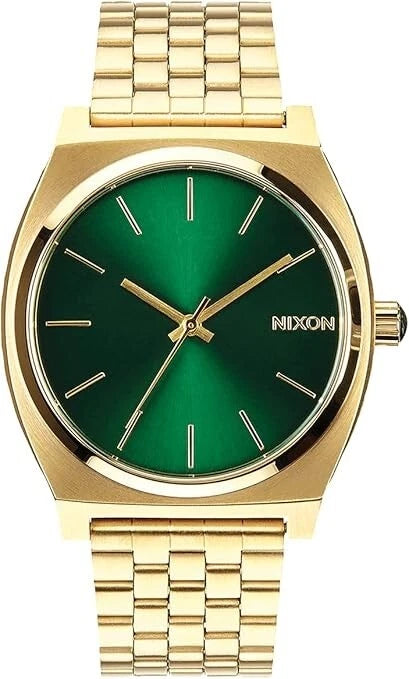 Nixon Time Teller Gold / Green Sunray Dial 37mm Wrist Watch A045-1919