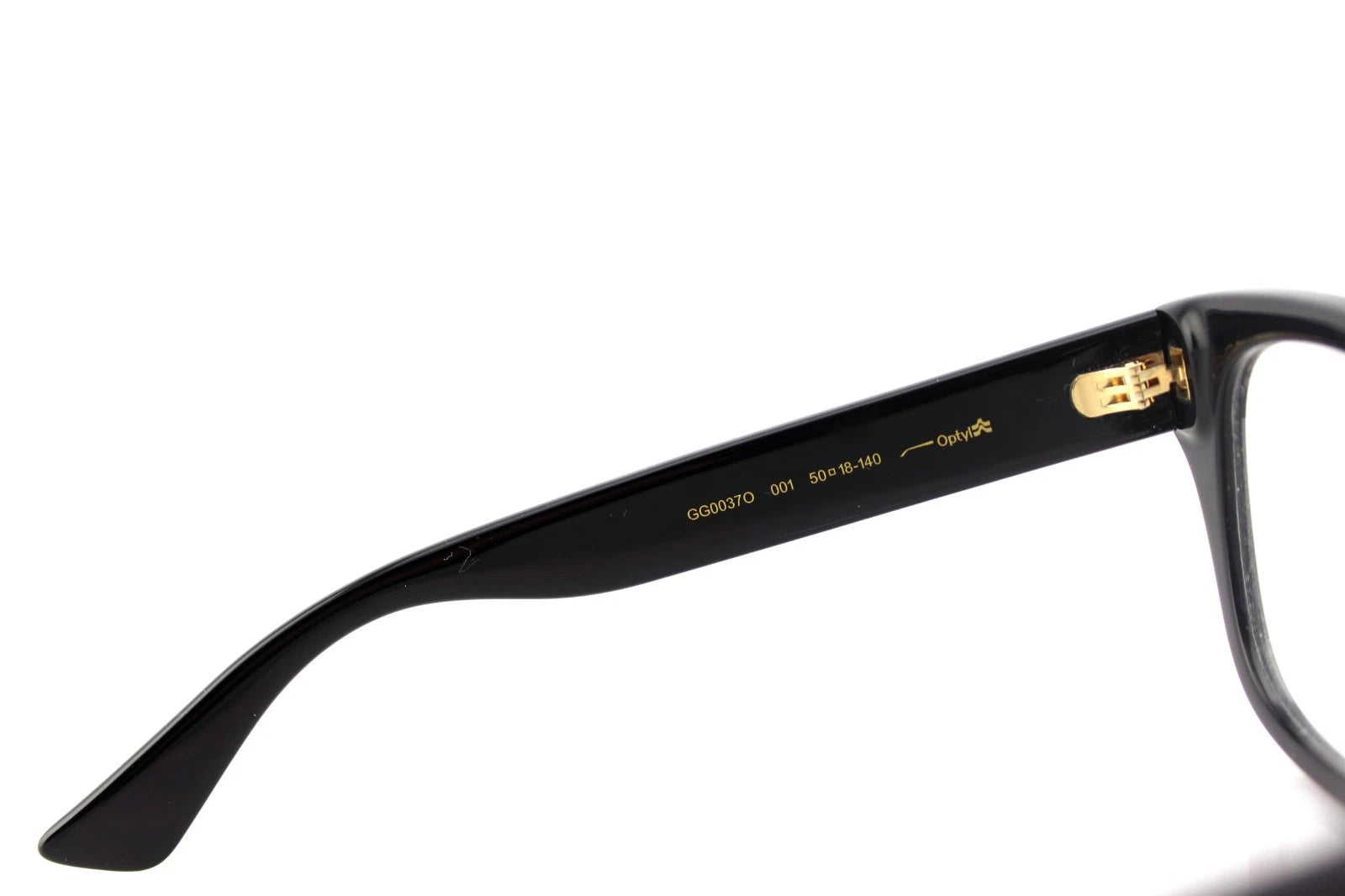 GUCCI Womens Glossy Black Eye Glasses Frame CatEye GG 0037O 001 37O