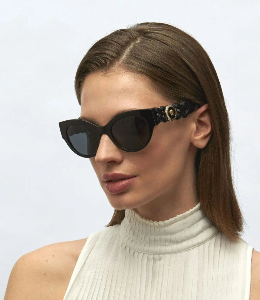 VERSACE Medusa Chain Phantos Black Women Designer Sunglasses VE 4408 GB1/87