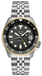 Seiko 5 Sports Automatic GMT SKX Gray Dial Gold Bezel Men's Watch SSK021