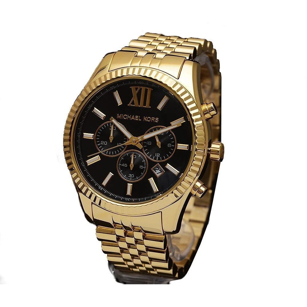Michael Kors Lexington Gold-Tone Black Dial Men's Watch MK8286