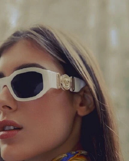 VERSACE MEDUSA BIGGIE White Gold Hexagonal Sunglasses VE 4361 401/87