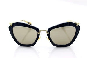 RARE Authentic MIU MIU Sand Havana Blue Silver Mirror Sunglasses SMU 10N HAO-4N0