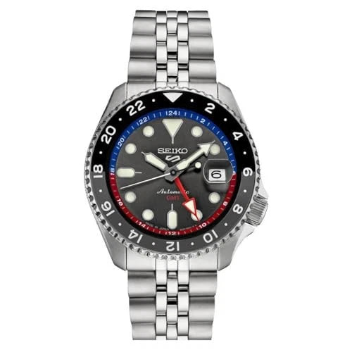 Seiko 5 Sports Automatic GMT Japan Black Dial Red Blue SKX Men Watch SSK019