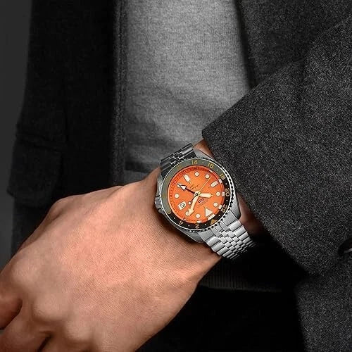 Seiko 5 Sports Automatic GMT Orange Dial 42.5mm SKX Men's Watch SSK005 K1