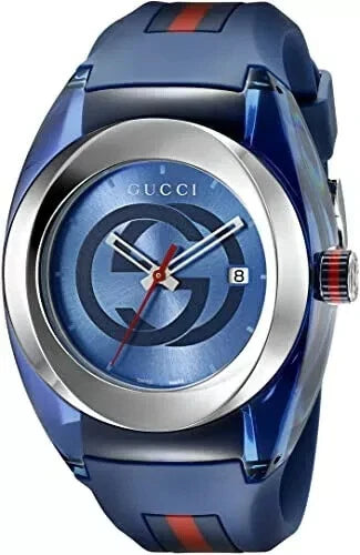 Gucci Sync XXL Blue Rubber Strap Analog Dial Unisex Designer Watch YA137104
