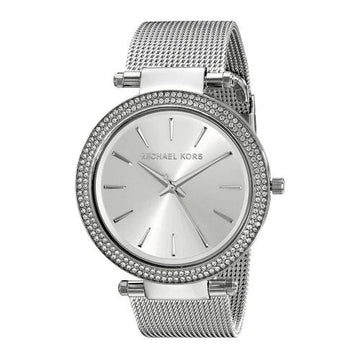 MICHAEL KORS Darci Silver Mesh Crystals Steel Womens Watch MK3367