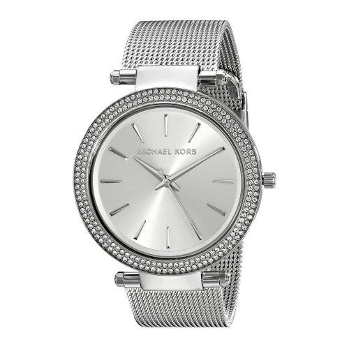 MICHAEL KORS Darci Silver Mesh Crystals Steel Womens Watch MK3367