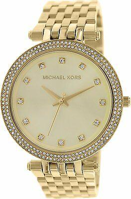 NEW Authentic Michael Kors Gold Stainless Steel Rhinestone Ladies Watch MK 3216