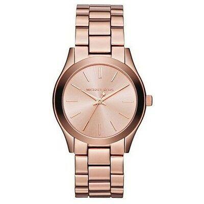 Classy NEW Authentic Michael Kors Slim Rose Gold Tone Womens Wrist Watch MK 3205
