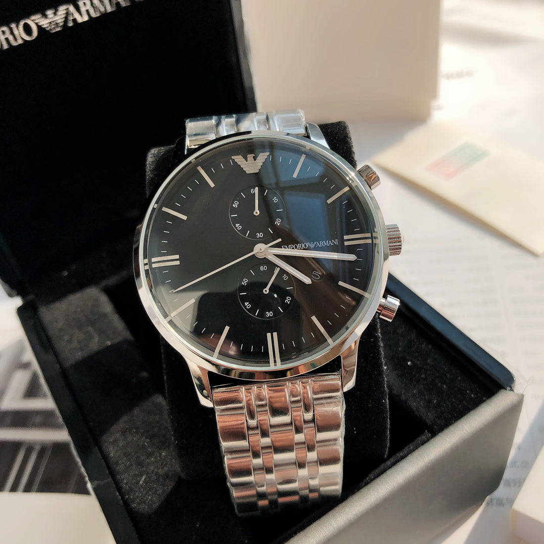 EMPORIO ARMANI Chronograph 43mm Stainless Steel Men's Watch AR0389