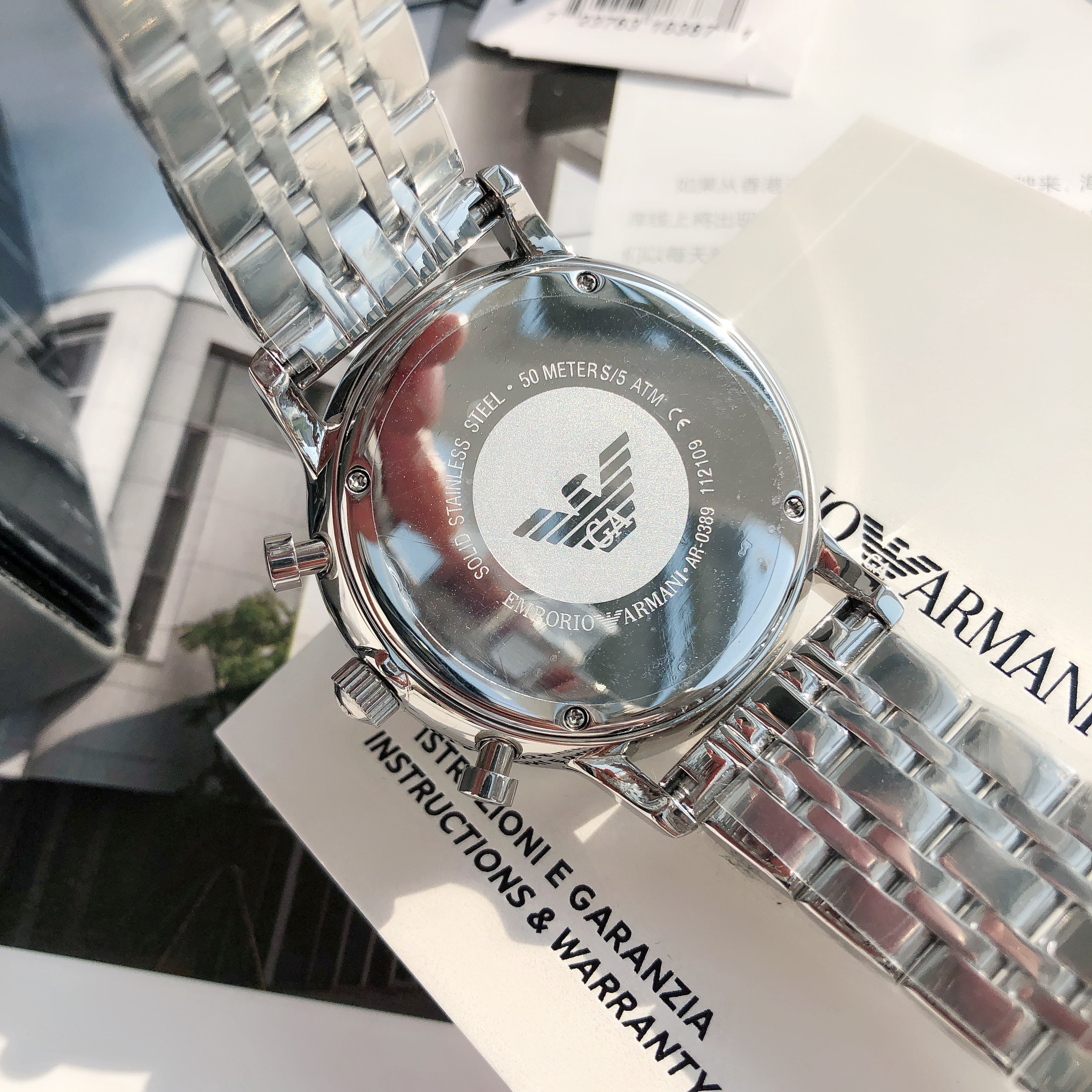 EMPORIO ARMANI Chronograph 43mm Stainless Steel Men's Watch AR0389