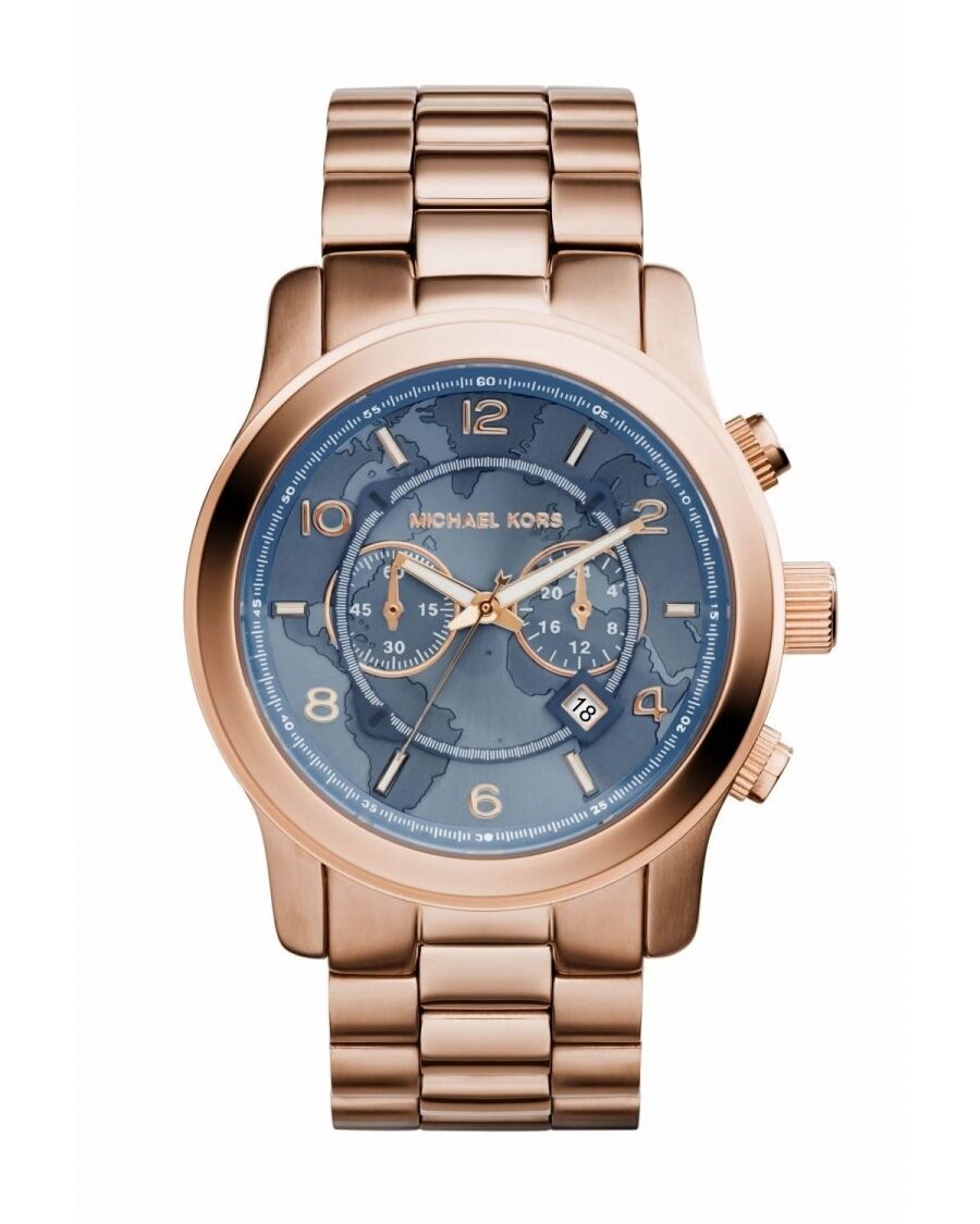 NEW Authentic Michael Kors Hunger Stop Oversized Runway Rose Gold Men Watch MK8358