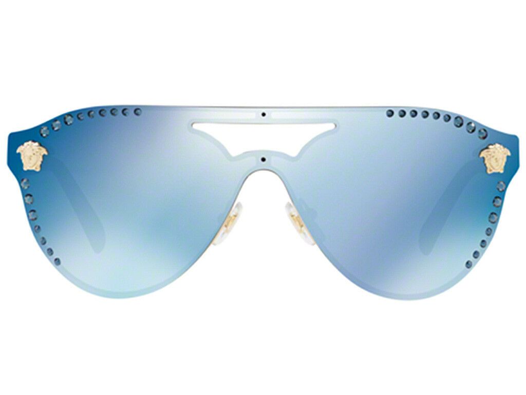 RARE Authentic VERSACE Glam Medusa Gold Blue Sunglasses VE 2161-B 1252/55 434431