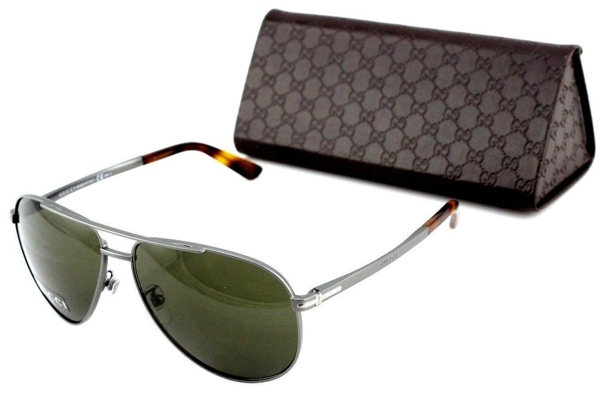 RARE NEW Genuine GUCCI Matte Ruthenium Havana Aviator Sunglasses GG 2269S R80 70