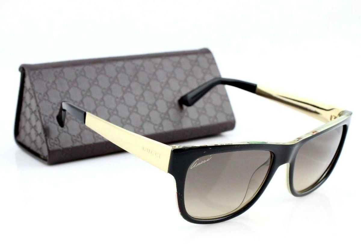 RARE NEW GUCCI Black Crystal Gold Flower Fantasy Sunglasses GG 3802S NIE ED