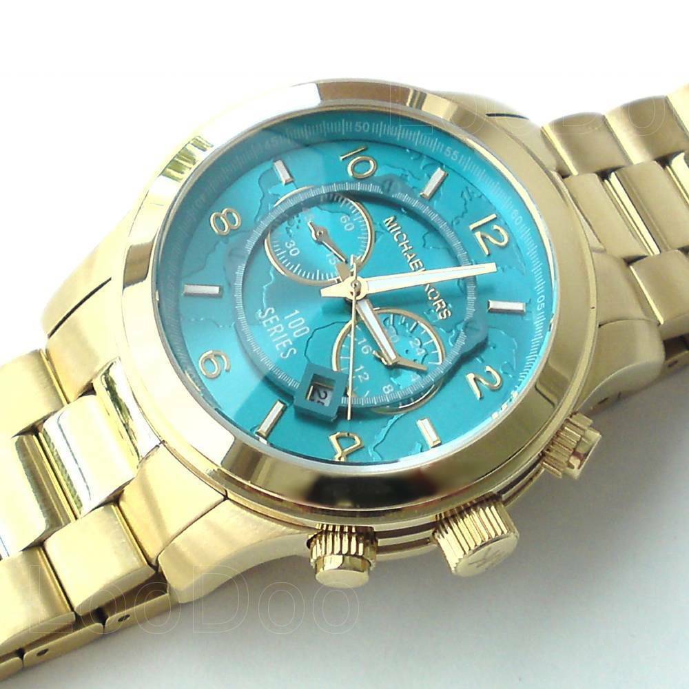 NEW Authentic Michael Kors Hunger Stop Oversized Gold Tone Womens Watch MK 8315