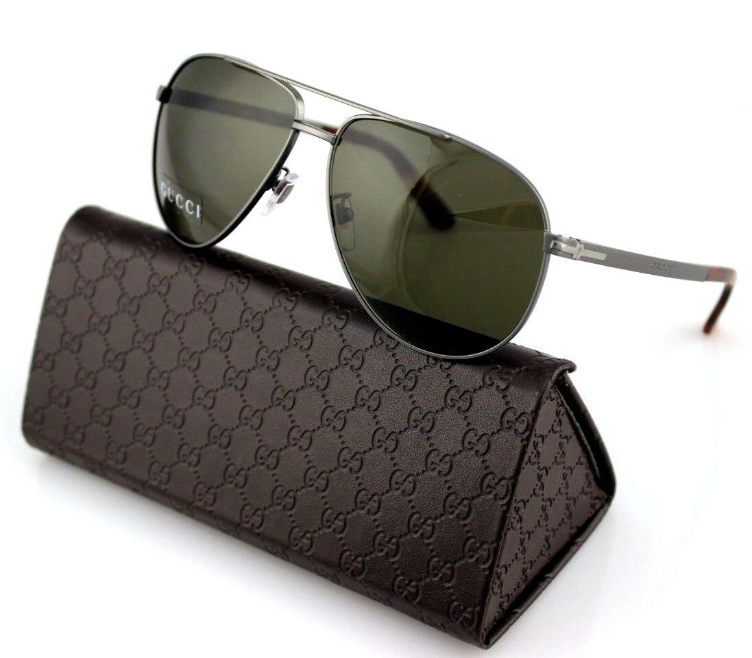 RARE NEW Genuine GUCCI Matte Ruthenium Havana Aviator Sunglasses GG 2269S R80 70