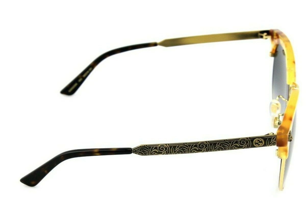 RARE NEW Genuine GUCCI Havana Gold Grey Cat Eye Sunglasses GG 0222SK 003