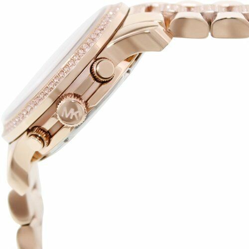 NEW Authentic Michael Kors Runway Rose-Tone & Crystal  Ladies  Watch MK 5827