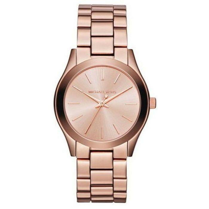Classy NEW Authentic Michael Kors Slim Rose Gold Tone Womens Wrist Watch MK 3205