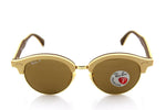 Ray-Ban Club Round Wood Polarized Unisex Sunglasses RB 4246M 117957 1