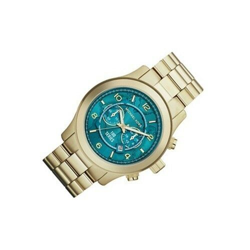 NEW Authentic Michael Kors Hunger Stop Oversized Gold Tone Womens Watch MK 8315
