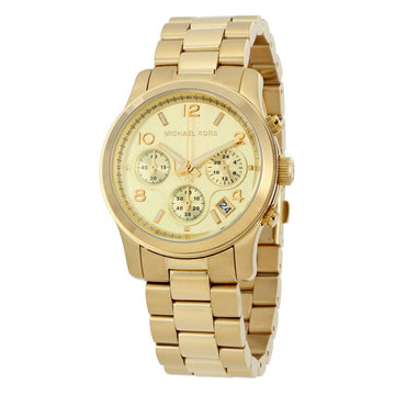 NEW Authentic Michael Kors Runway Stainless Steel Gold Ladies Wrist Watch MK5055