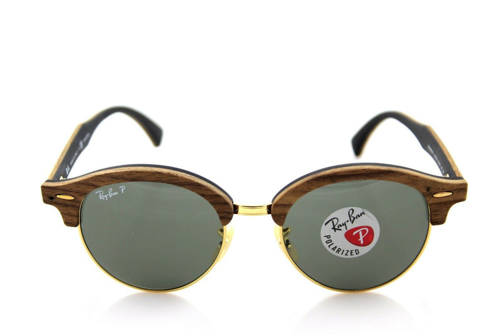 Ray-Ban Clubround Wood Polarized Unisex Sunglasses RB 4246M 118158 2
