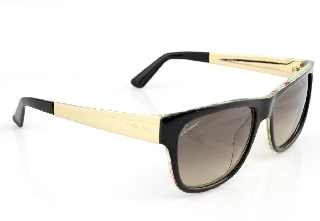 RARE NEW GUCCI Black Crystal Gold Flower Fantasy Sunglasses GG 3802S NIE ED