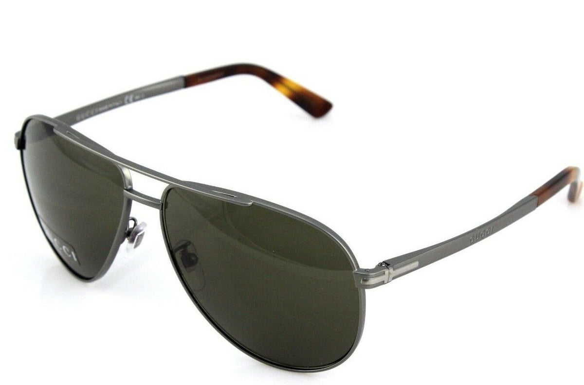 RARE NEW Genuine GUCCI Matte Ruthenium Havana Aviator Sunglasses GG 2269S R80 70