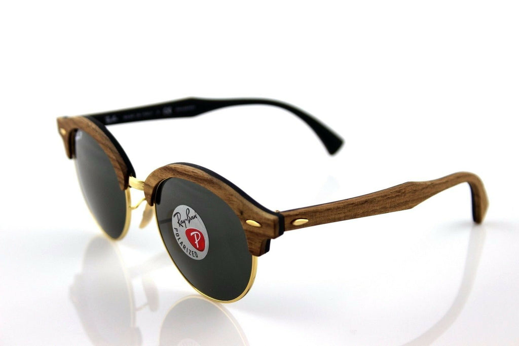 Ray-Ban Clubround Wood Polarized Unisex Sunglasses RB 4246M 118158 4
