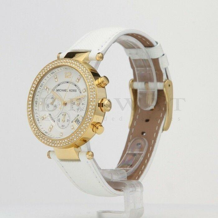 Michael Kors Parker Swarovski White Leather Ladies Watch MK2290