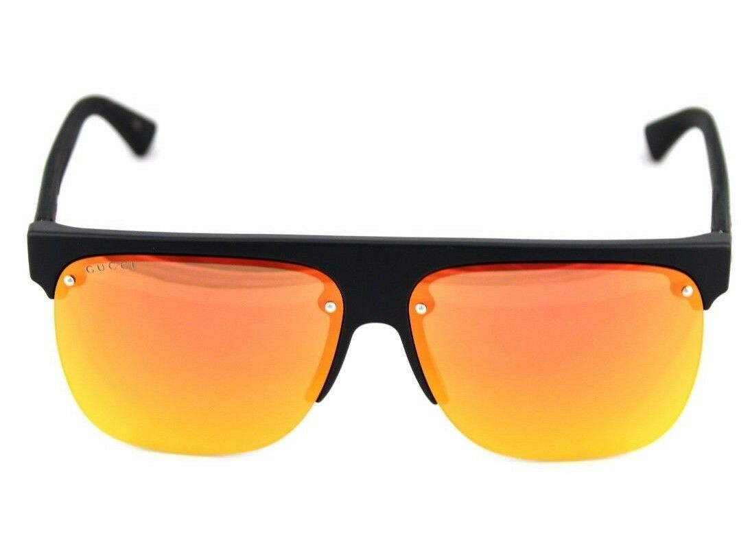 RARE NEW Genuine GUCCI Black Orange Gold Mirror Pilot Sunglasses GG 0171S 001
