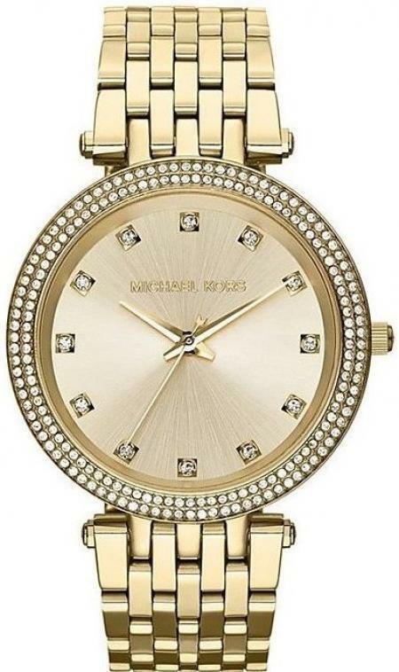 NEW Authentic Michael Kors Gold Stainless Steel Rhinestone Ladies Watch MK 3216