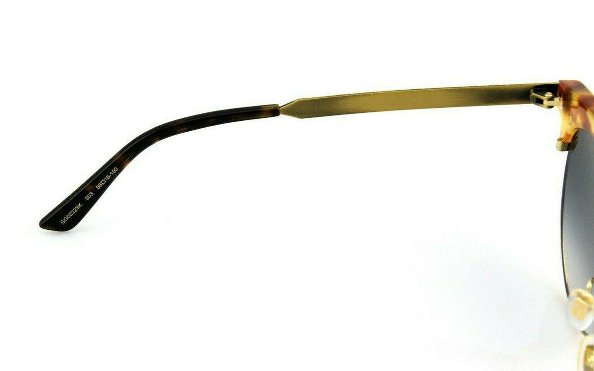 RARE NEW Genuine GUCCI Havana Gold Grey Cat Eye Sunglasses GG 0222SK 003