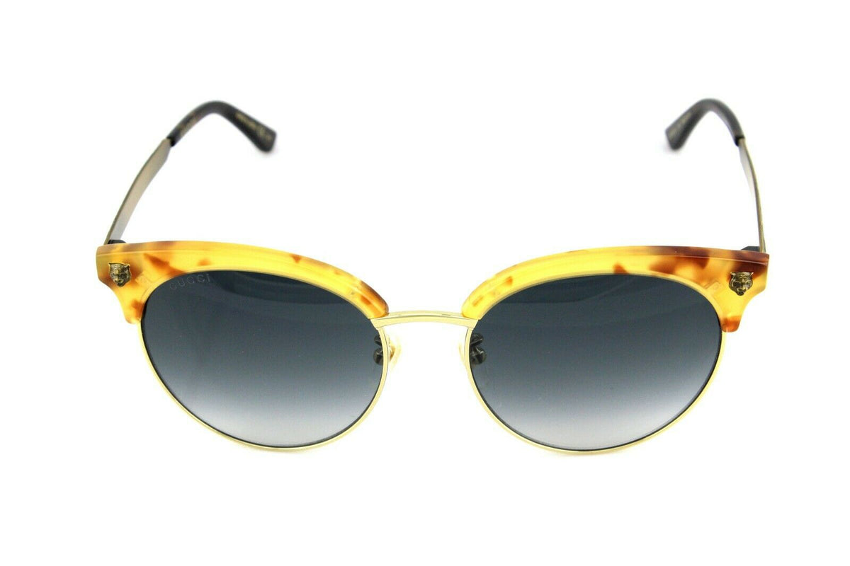 RARE NEW Genuine GUCCI Havana Gold Grey Cat Eye Sunglasses GG 0222SK 003