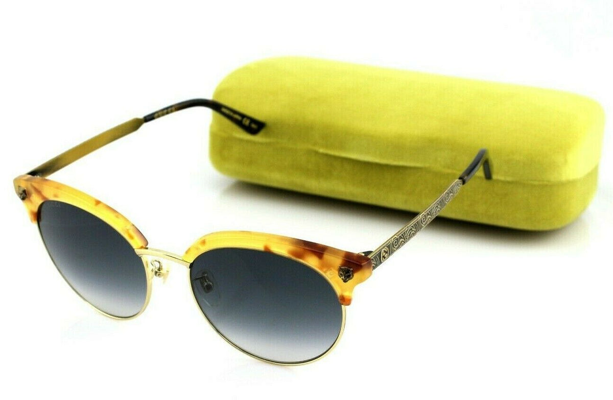 RARE NEW Genuine GUCCI Havana Gold Grey Cat Eye Sunglasses GG 0222SK 003