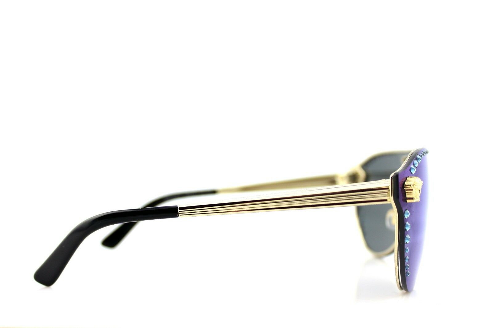 RARE Authentic VERSACE Glam Medusa Gold Blue Sunglasses VE 2161-B 1252/55 434431