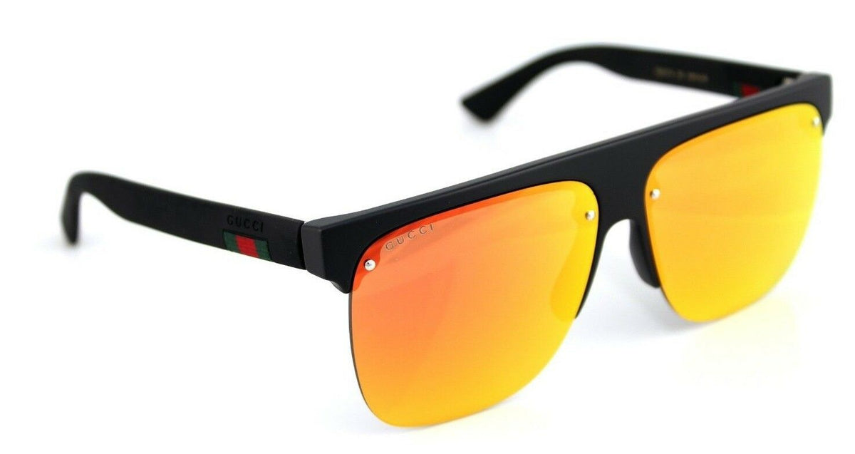 RARE NEW Genuine GUCCI Black Orange Gold Mirror Pilot Sunglasses GG 0171S 001