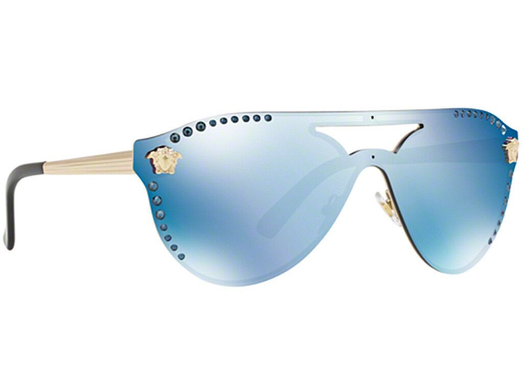 RARE Authentic VERSACE Glam Medusa Gold Blue Sunglasses VE 2161-B 1252/55 434431