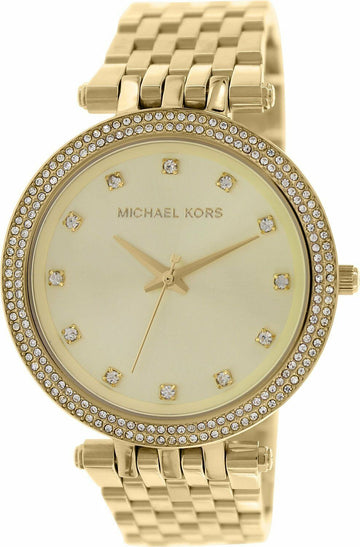 NEW Authentic Michael Kors Gold Stainless Steel Rhinestone Ladies Watch MK 3216
