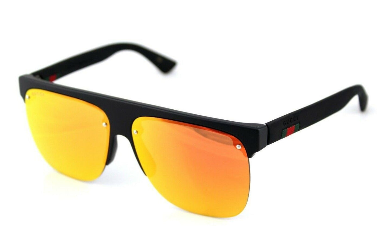 RARE NEW Genuine GUCCI Black Orange Gold Mirror Pilot Sunglasses GG 0171S 001