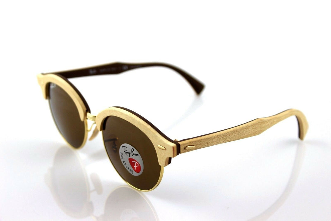 Ray-Ban Club Round Wood Polarized Unisex Sunglasses RB 4246M 117957 2