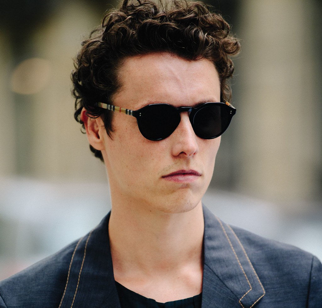 Burberry Black Round Check Men Sunglasses BE4280 3757/87